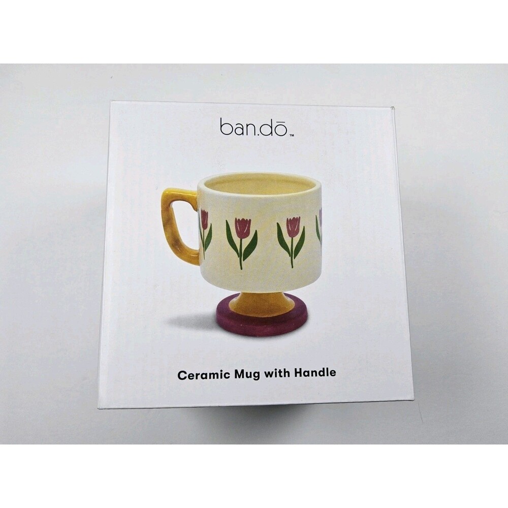 Ban.do Ceramic Tulips Mug With Handle Coffee Tea Cup
